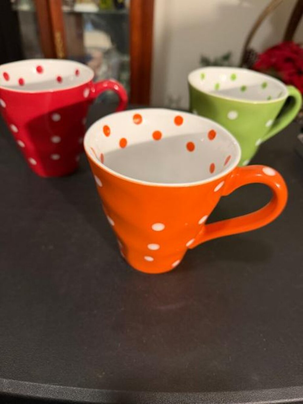 Pier 1 Set of 3 POLKA DOT Coffee Mugs/Cups